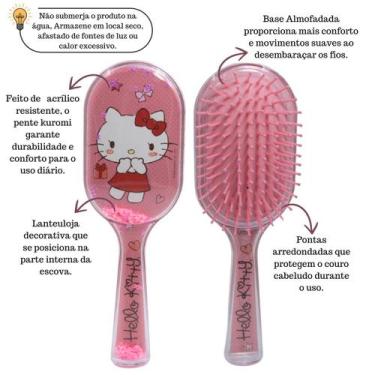 Imagem de Escova de Cabelo Hello Kitty 20cm  Cerdas Macias e Compacta - Sanrio