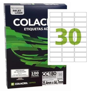 Imagem de Etiqueta Inkjet Laser A4 Branca 25,4 X 66,7 mm 100 Fls CC180 - Colacri