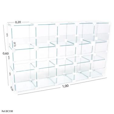 Imagem de Baleiro Expositor Branco Modulado em Vidro - 1,00 x 0,60 x 0,20