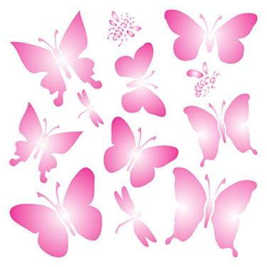 Imagem de BUTTERFLIES STENCIL estêncil reutilizável para pintura – Estêncil de borboleta de melhor qualidade para scrapbook – Use em paredes, pisos, tecidos, vidro, madeira, pôsteres e muito mais..., Large, 1