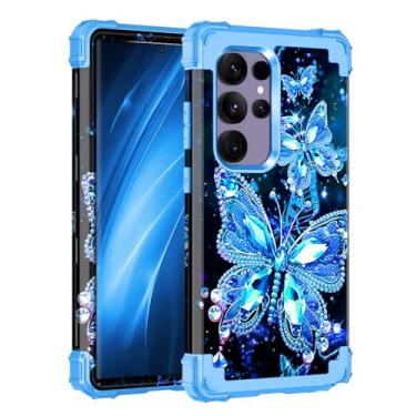 Imagem de Miqala Capa para Galaxy S24 Ultra 5G, que brilha no escuro, três camadas, resistente, à prova de choque, proteção total de plástico rígido + capa protetora de silicone macio para Samsung Galaxy S24