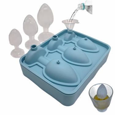 Imagem de Molde engraçado de cubo de gelo para presente de festa, bandeja de gelo para freezer de silicone, moldes grandes para fazer cubos de gelo para uísque, coquetel, bourbon e suco (azul)