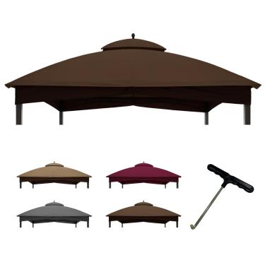Imagem de CoastShade Telhado de substituição para pátio 25 x 30 cm para lowe's Allen Roth 10 x 12 gazebo quintal duplo topo gazebo #GF-12S004B-1 (marrom)