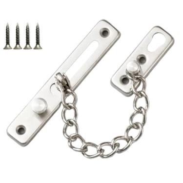 Imagem de Cadeado de corrente de porta de segurança resistente com mola de segurança Cadeado de aço inoxidável 304 – antifurto ajustável – ideal para segurança de apartamentos, casas, hotéis (prateado)