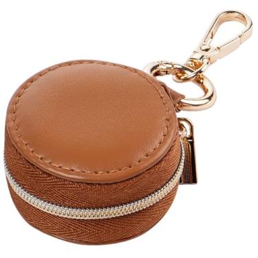 Imagem de Porta-joias chaveiro, porta-anel de 5 x 5 x 2,5 cm, mini suporte de anel de viagem com trava dourada e zíper, porta-joias esportivas, portátil para armazenamento de joias, porta-joias