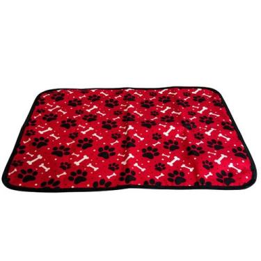 Imagem de Kit com 3 Fraldas de Câes p/Chão 70x50 Patinha Vermelho 300 Lavagens  