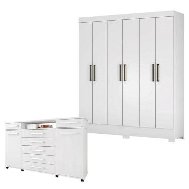 Imagem de Cômoda London E Guarda Roupa Casal Verso Branco - Demóbile