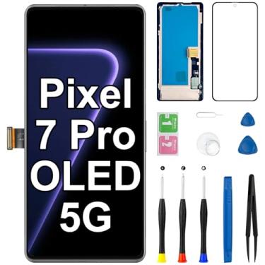 Imagem de Tela OLED para Google Pixel 7 Pro 5G de substituição sensível ao toque moldura LCD digitalizador com kit de ferramentas de reparo para GP4BC GE2AE 6,7 polegadas (suporte a impressão digital)