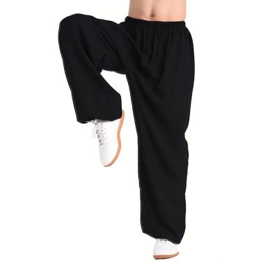 Imagem de Calças De Tai Chi Confortáveis Respiráveis Kung Fu Tai Chi Calças Masculinas Soltas Calças De Prática De Algodão Linho Calças De Prática De Artes Marciais Calças D, 001, L