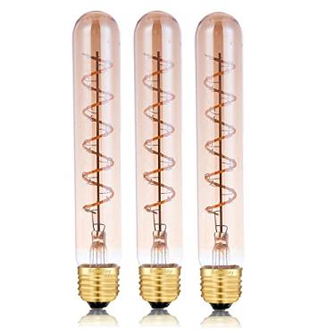 Imagem de Lâmpada Eison LED de tubo 4W regulável, lâmpada LED longa vintage T10 40 watts equivalente branco quente 2700K, E26 base média âmbar colorido 7,3 polegadas de comprimento lâmpada tubular Edison, pacote com 3