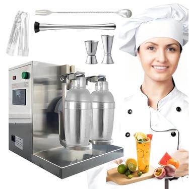 Imagem de Máquina de coqueteleira automática de nível barista - Capacidade de 350-1000 ml, Suporte ajustável, Mistura em 10 segundos, Motor de 120 W, Kit completo em aço inoxidável (copos, pinças de gelo,