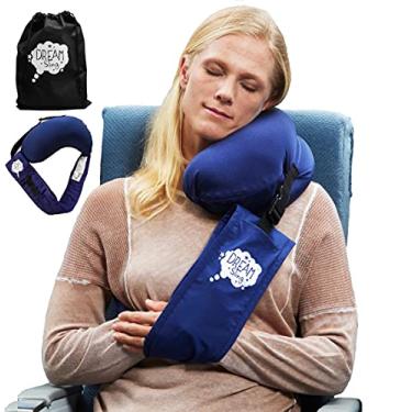Imagem de Almofada de viagem Dream Sling – Primeiro travesseiro de pescoço com uma alça de braço. Suporta a cabeça, corpo e braços, oferecendo suporte inclinado. Sistema de sono perfeitamente equilibrado em qualquer lugar! (Azul marinho)