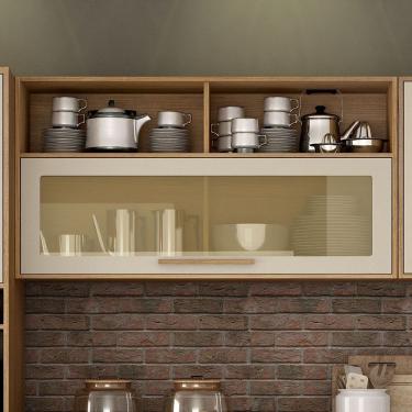 Imagem de Armário Aéreo 120Cm Com Vidro Salvador Valdemóveis Cinamomo/Off White