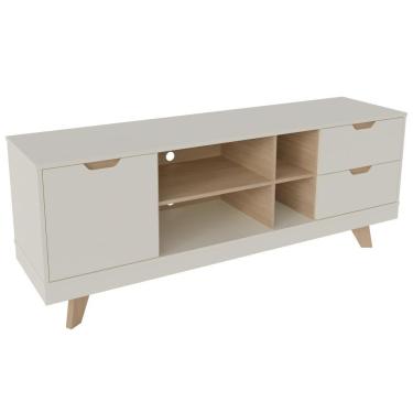 Imagem de Rack Michigan 1 Porta 2 Gavetas Off White/carvalho Artely Off White/carvalho