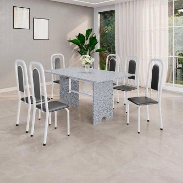 Imagem de Conjunto Sala de Jantar com 6 Cadeiras Lara Preto/ Branco
