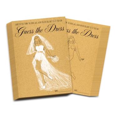Imagem de Mingdcdc Bridal Shower Games Card, Guess The Dress Bridal Shower Games, Unique Bridal Shower Game, Bridal Shower Party Supplies, Wedding Party Favors, 5 x 7 Inch, 30 Pack (Brown Kraft Paper-05)