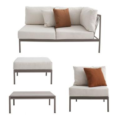Imagem de Conjunto Jardim E Varanda 1 Chaise 1 Sofá 1 Puff 1 Mesa Lateral 70cm Refúgio Cabecasa Champanhe-quaker