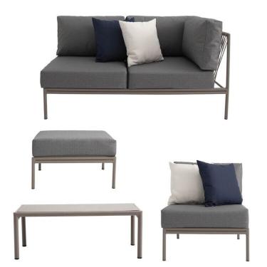 Imagem de Conjunto Jardim E Varanda 1 Chaise 1 Sofá 1 Puff 1 Mesa Lateral Refúgio Cabecasa Champanhe Cinza