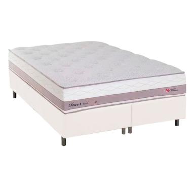 Imagem de Cama Box Casal Bipartida Com Colchão Herval Tower Molas Maxspring 138x188x73cm Ms Courino Branco