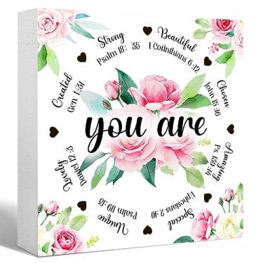 Imagem de SJNH Placa De Caixa Madeira Inspiradora, Bloco Cristã, Citação Versículo Bíblico, Decoração Mesa Para Casa, Escritório, Quarto, Presentes Religiosos Mulheres