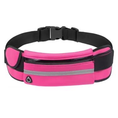 Imagem de Pochete Esportiva Slim Impermeável, 20x10cm, com Faixa Refletiva e Saída para Fone, Rosa