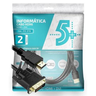 Imagem de Cabo Conversor DVI-D para HDMI - 2 metros - Dual Link - 24+1 Pinos DVI
