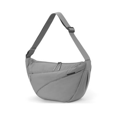 Imagem de SUNUP Bolsa transversal grande para mulheres e homens, bolsa crescente com alça ajustável, bolsa leve para treino, cinza, Cinza, Large