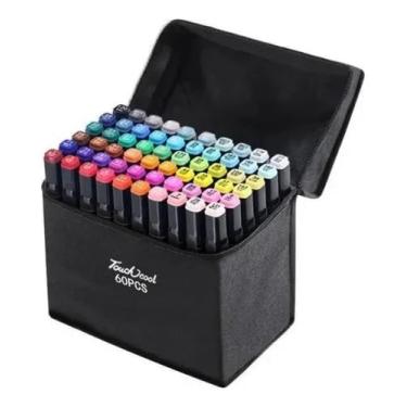 Imagem de Canetas coloridas kit canetinha Caneta Marcadora De Ponta Dupla Canetinha Marcador Profissional para Colorir (60)