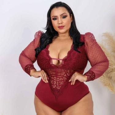 Imagem de Body de Renda com manga de Tule - Nanda Fashion Boutique, Marsala, G1