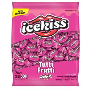 Imagem de Bala Icekiss Geladinha 600g Sabores Caixa com 12 Pacotes, Tutti Frutti