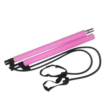 Imagem de ZUFUMI Kit de barra de Pilates com faixas de resistência – Equipamento multifuncional de Pilates para mulheres e homens, academia em casa, pilates, ioga (rosa)