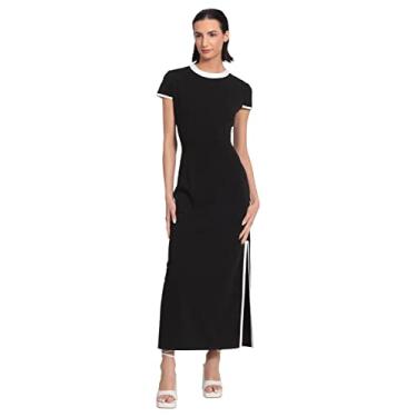 Imagem de Donna Morgan Camiseta feminina colorida maxi com fenda lateral, Preto, 36