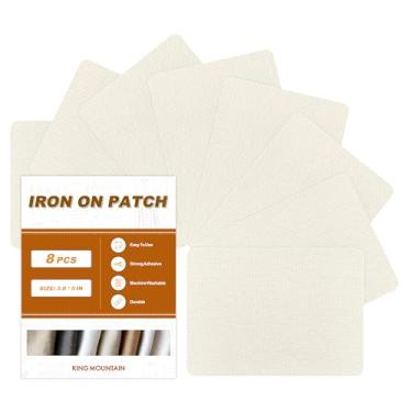Imagem de Remendos de ferro, 8 peças de remendos de ferro em linho, adesivos de tecido para sofá, barraca, roupas, assento, kit de decoração de reparo de tela 9,4 cm por 12,4 cm (9,5 cm x 12,5 cm, off-white)