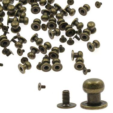 Imagem de Kyuionty 60 conjuntos Chicago 8 mm Cabeça Redonda Botão Phillips Parafuso Rebites de Couro para Decoração DIY Craft Reparos de Artesanato (Borgonze)