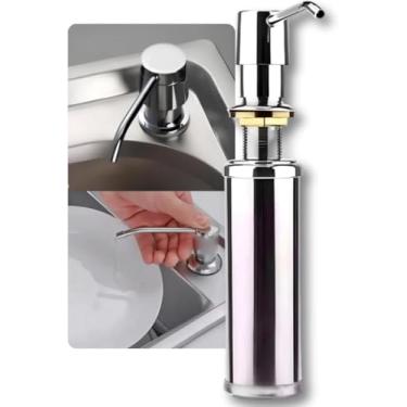 Imagem de Dosador Inox de Bancada para Sabão Líquido e Detergente para Embutir na Pia – Recarga Superior, 250ml, Acabamento Sofisticado