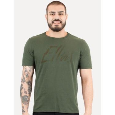 Imagem de Camiseta Ellus Masculina Maxi Logo Classic Brush Verde Floresta, M/M