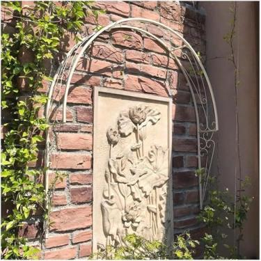 Imagem de Treliça De Arco De Rosa - Argolado De Pergolado De Jardim De Metal Para Portas & Entradas, Design Semi-circular Montado Na Parede, Black, 150 x 21 x 147cm