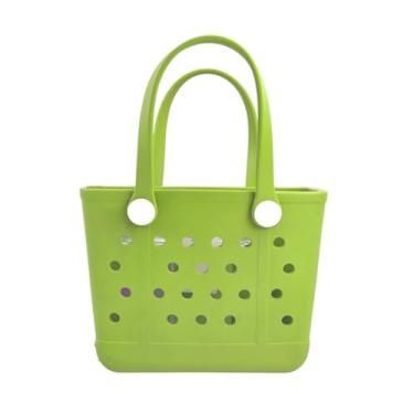 Imagem de UeKeKicg Bolsa pequena de praia, bolsa de praia de borracha impermeável, bolsa de viagem aberta durável lavável para esportes de barco, piscina, Verde grama