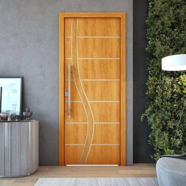 Imagem de Kit 4 Portas De Madeira Frisada U.v 210cm X 90cm - R70ss Cerejeira