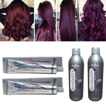 Imagem de Kit Tinta Marsala 02 Coloração e 02 OX 20 90ml Mairibel