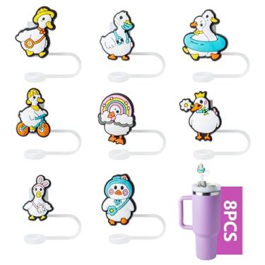 Imagem de Capas de canudo Cole Duck de 8 peças para copo Stanley, tampas de 0,4 pol/10 mm de diâmetro, compatível com copo Stanley 20/30/1,134 g, tampa à prova de poeira para garrafa de água