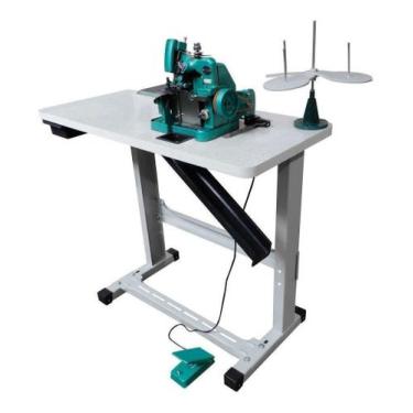 Imagem de Máquina Verde Overlock Semi Industrial Com Mesa 110V - Megamak, 110V