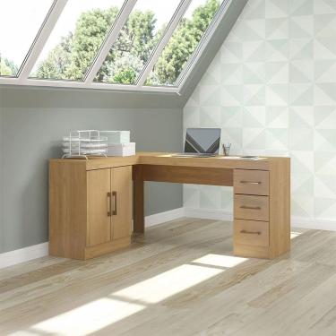 Imagem de Mesa Escrivaninha Com Armário Gaveteiro Carvalho Menu Móveis Carvalho