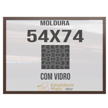 Imagem de Moldura para Quebra Cabeça Cabeca 54x74 1000 peças Com Vidro para Quadro Puzzles Pais e Filhos cor Marrom