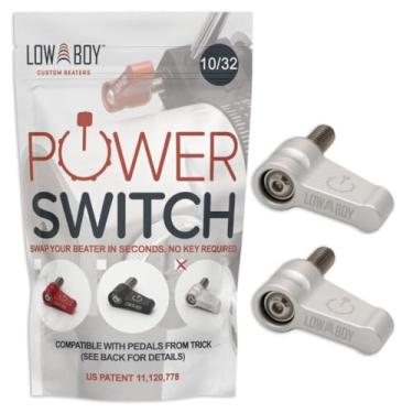 Imagem de Interruptor de energia 10/32 da Low Boy - Parafuso de polegar de liberação rápida do batedor de bumbo Serve para pedais Trick (prata, pacote com 2)