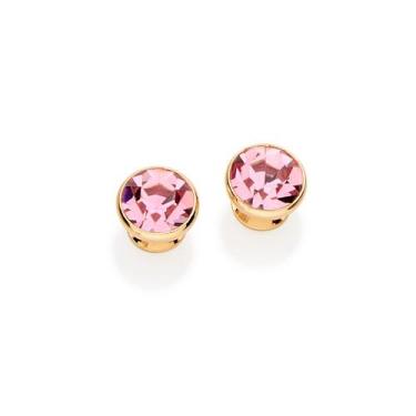 Imagem de BRINCO FORMATO SOLITÁRIO COM CRISTAL ROSA Brinco feminino folheado a o