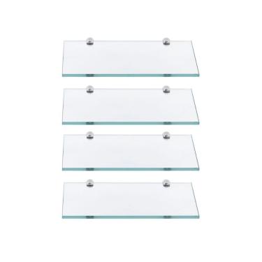 Imagem de Prateleiras Em Vidro Para Banheiro 25x10 Cm - 4 Unidades Incolor