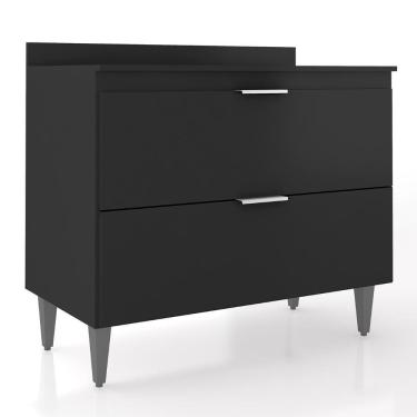 Imagem de Balcão De Cozinha Com Tampo 100cm Pérola Preto Z34 - Mpozenato