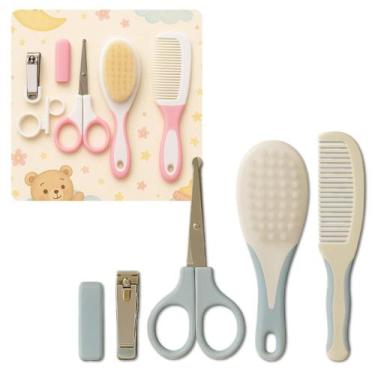 Imagem de Kit Higiene para Bebê Tesoura Escova Pente e Cortador de Unhas Present