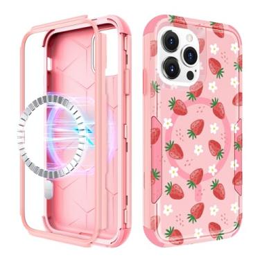 Imagem de LISEVO Capa para iPhone 15 Pro Max - Compatível com MagSafe Women Cute Girls Magnetic Protective Phone Cover Strawberry Girly Kawaii Heavy Duty à prova de choque Funda para Apple 15 Pro Max Cases